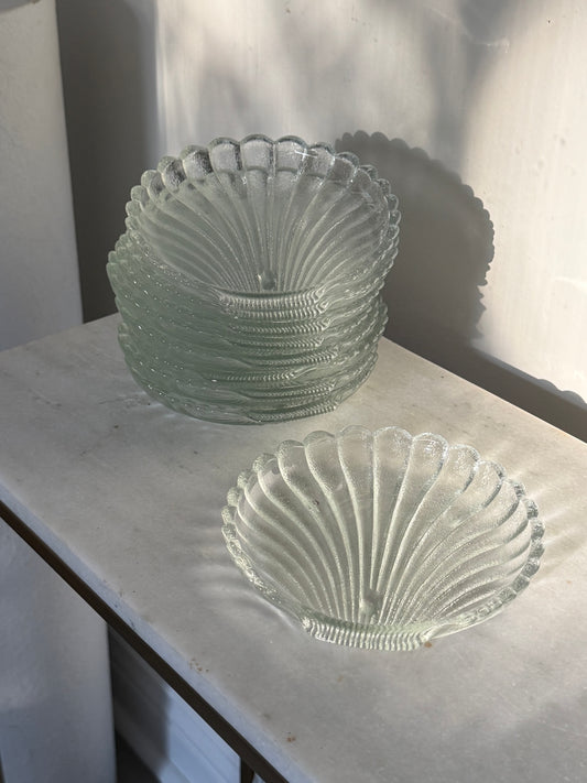 Glass Seashell Plates Set of 4